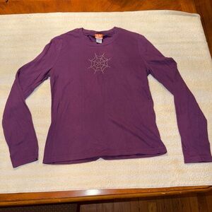 Target Ladies Size M Purple With Spider Web Long Sleeve Shirt